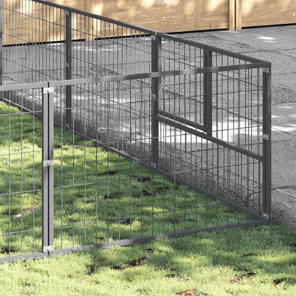 vidaXL Dog Kennel Silver 50 m&sup2; Steel