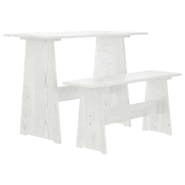 vidaXL Dining Table with Bench REINE White Solid Wood Pine