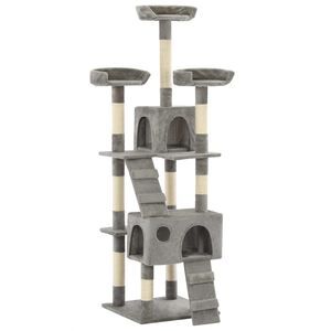 vidaXL Cat Tree | Grey | Particle board, plush, sisal rope | 170 cm tall