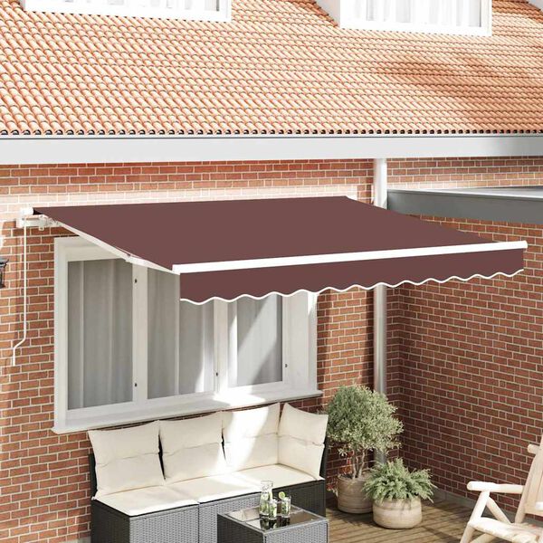 vidaXL Retractable Awning Manual Brown 350 x 200 cm Fabric