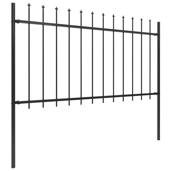 vidaXL Garden Fence with Spear Top Steel 537x100 cm Black