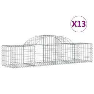 vidaXL Arched Gabion Baskets 13 pcs 200x50x40/60 cm Galvanised Iron