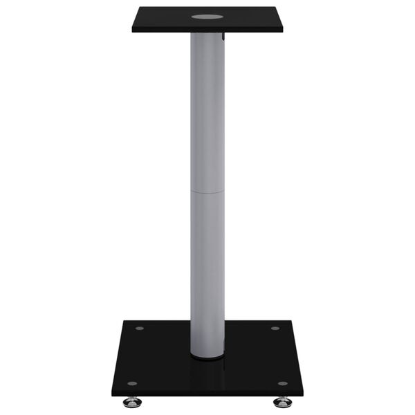 vidaXL Speaker Stands 2 pcs Black&Silver Tempered Glass 1 Pillar Design