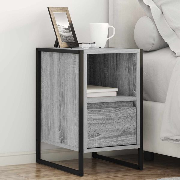 vidaXL Bedside Table Grey Sonoma 39.5 x 30 x 50 cm Engineered Wood