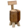 vidaXL Stool Goatskin Leather and Solid Teak Wood