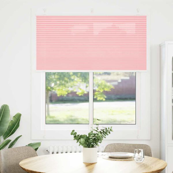 vidaXL Pleated Blind Pink 115x100 cm Fabric Width 114.4 cm Polyester