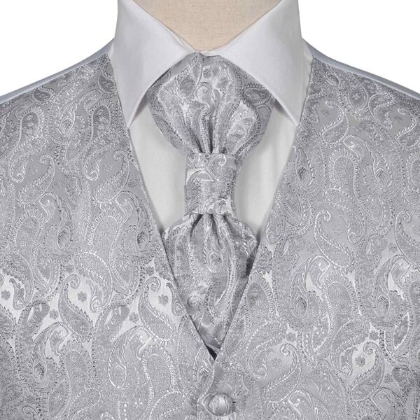 vidaXL Mens Weddingvest Set Silver 56 Polyester