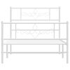 vidaXL Metal Bed Frame without Mattress with Footboard White 75x190cm