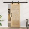 vidaXL Sliding Door Natural and Black 78 x 202 cm Solid Pine Wood