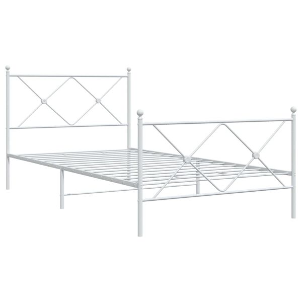 vidaXL Metal Bed Frame without Mattress with Footboard White 100x200cm