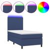 vidaXL Box Spring Bed with Mattress&LED Blue 90x200 cm Fabric