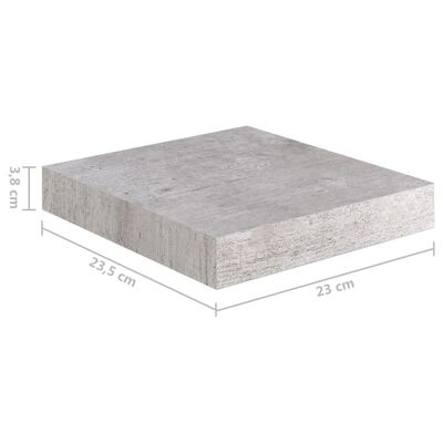 vidaXL Floating Wall Shelf Concrete Grey 23x23.5x3.8 cm MDF