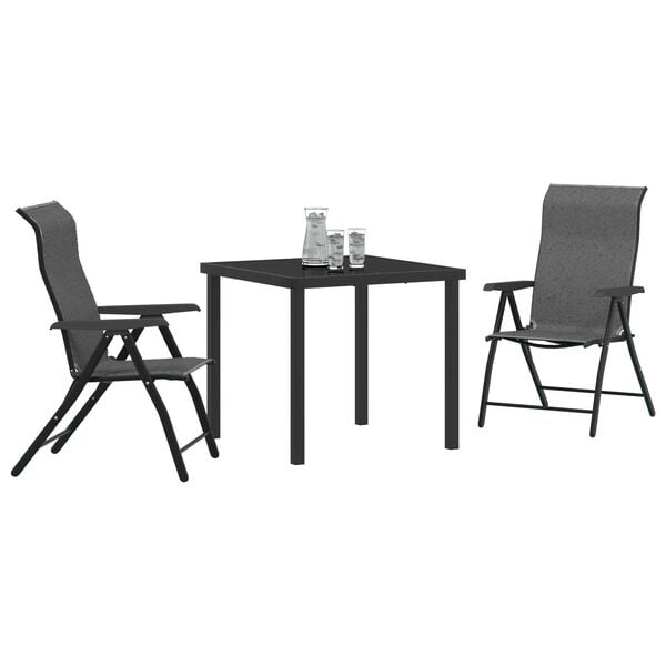 vidaXL Garden Dining Set 3 pcs Grey Powder-Coated Steel