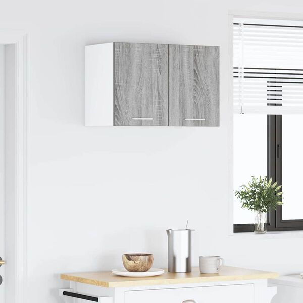 vidaXL Hanging Cabinet with Door Grey Sonoma and White 30 x 31 x 40 cm