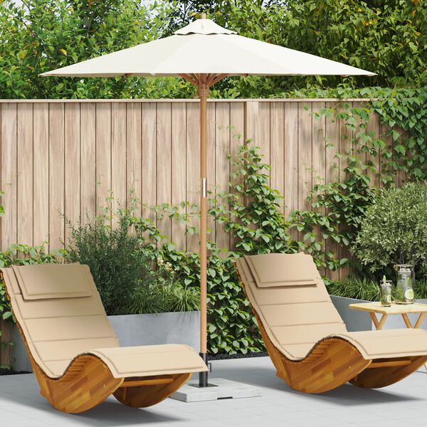 vidaXL Garden Parasol Cream White Ø 217 x 230 cm Bamboo