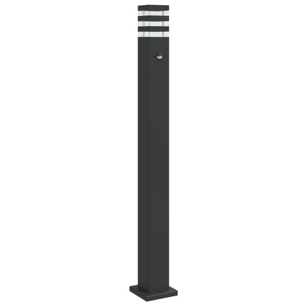 vidaXL Outdoor Floor Lamp with Sensor Black 110 cm Aluminium