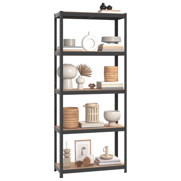 vidaXL 5-Layer Shelves 2 pcs Anthracite Steel&Engineered Wood