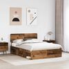 vidaXL Bed Frame with Headboard Old Wood 140 x 190 cm Solid Pine Wood