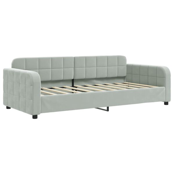 vidaXL Daybed with Trundle and Drawers Light Grey 90x190 cm Velvet