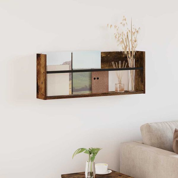 vidaXL Magazine Rack Smoked Oak 80 x 12 x 30 cm Engineered Wood