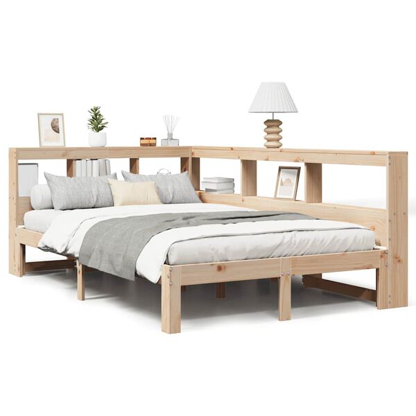 vidaXL Bookcase Bed without Mattress 135x190 cm Double Solid Wood Pine