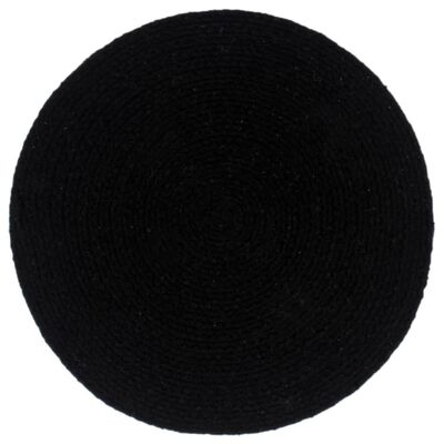 vidaXL Placemats 4 pcs Plain Black 38 cm Round Cotton