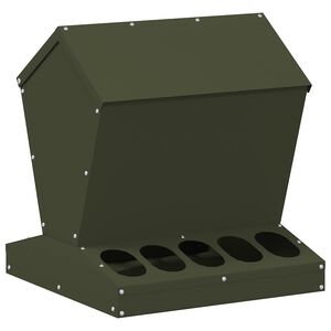 vidaXL Chicken Feeder Olive Green 40 x 40 x 45 cm Cold-Rolled Steel