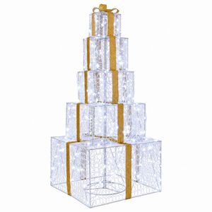 vidaXL Christmas LED Gift Box Stack 250 LEDs Cold White