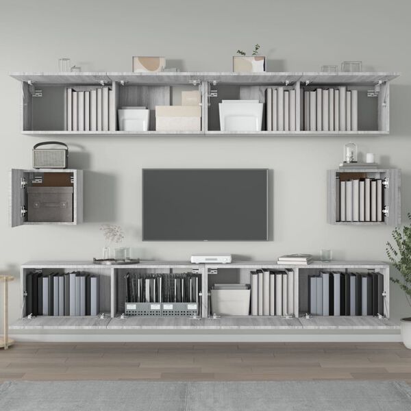 vidaXL 6 Piece TV Cabinet Set Grey Sonoma Engineered Wood