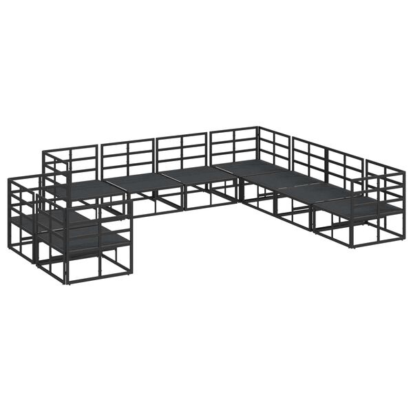 vidaXL Garden Sofa Set with Cushion 9 pcs Black Aluminium