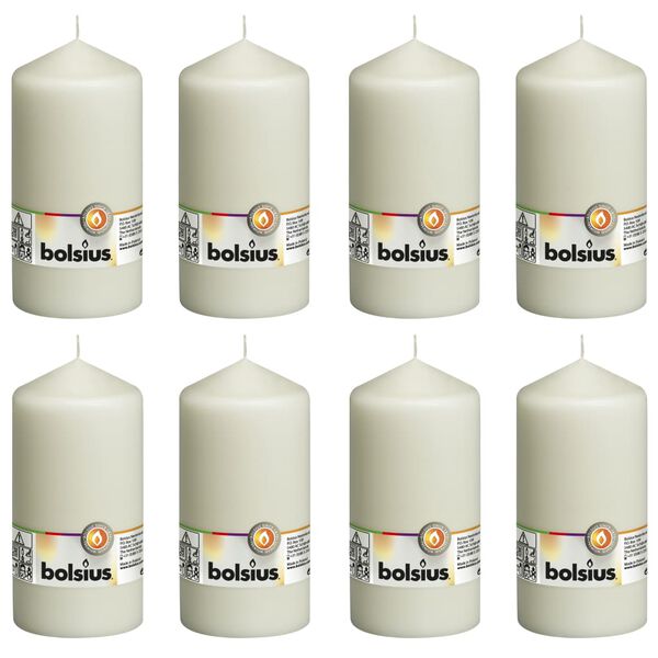 Bolsius Pillar Candles 8 pcs 150x78 mm Ivory