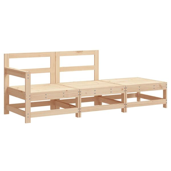 vidaXL 3 Piece Garden Lounge Set with Cushions Solid Wood