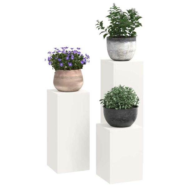 vidaXL Plant Stand 3 pcs White Steel