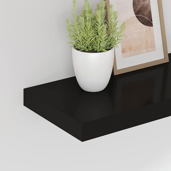 vidaXL Floating Wall Shelf Black 60x23.5x3.8 cm MDF