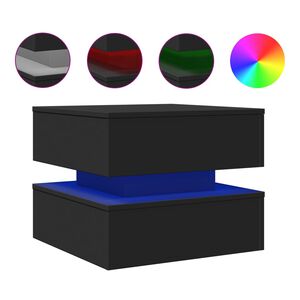 vidaXL Coffee Table with LED Lights Black 50x50x40 cm