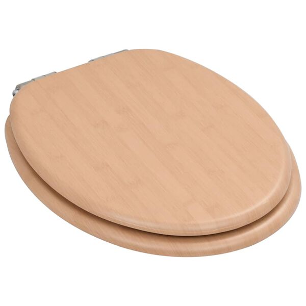 vidaXL WC Toilet Seat with Soft Close Lid MDF Bamboo Design