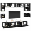 vidaXL TV Cabinet Set Wall-mounted 8 pcs Black Oak Engineered Wood