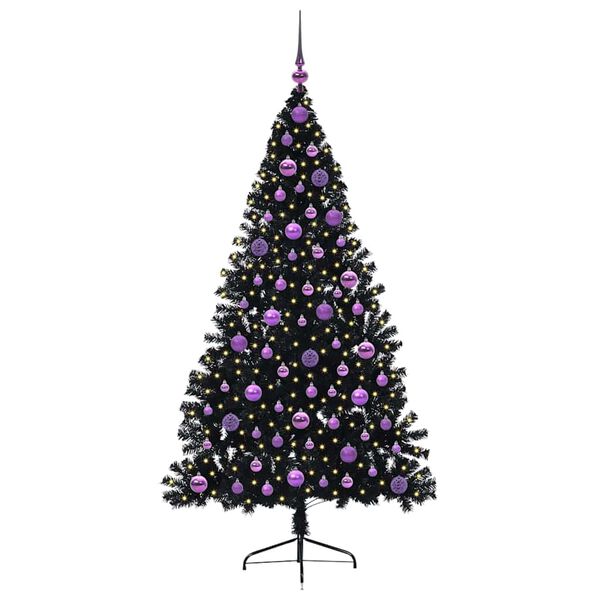 vidaXL Artificial Pre-lit Christmas Tree Black 180 cm PVC
