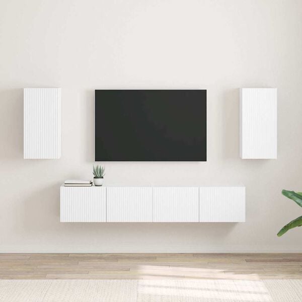 vidaXL TV Wall Cabinet 2 pcs White 30 x 31 x 60 cm Engineered Wood