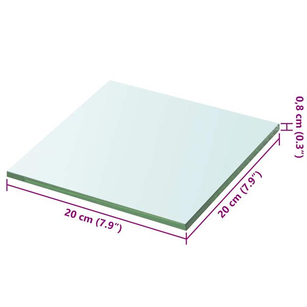 vidaXL Shelf Panel Glass Clear 20x20 cm