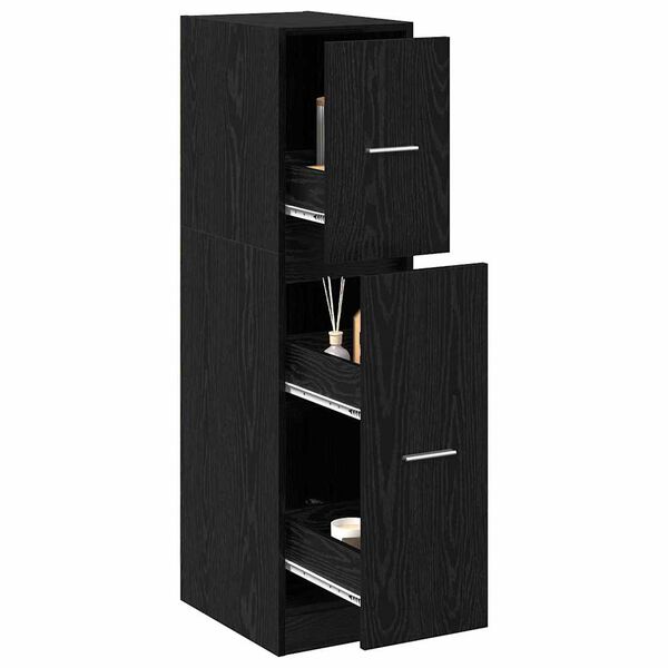 vidaXL Apothecary Cabinet Black oak 30 x 41 x 118 cm Engineered wood