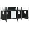 vidaXL Kids'Loft Bed Frame with Curtains Black 79.5 x 200 cm
