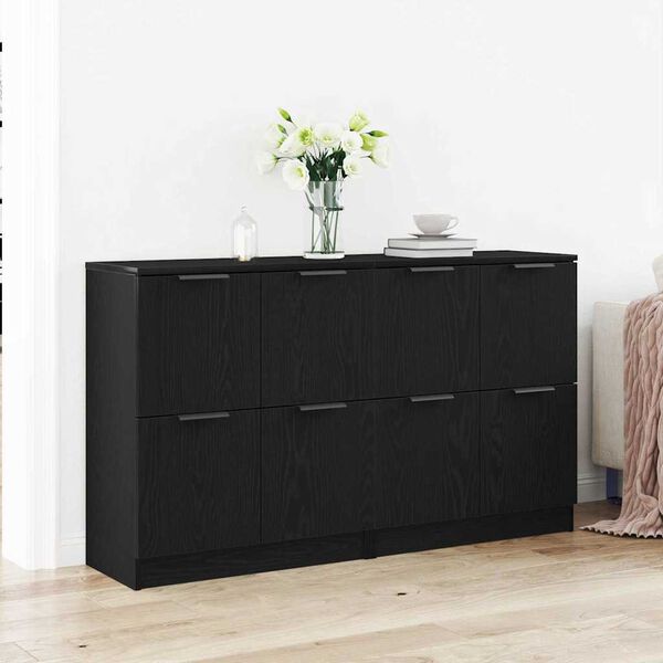 vidaXL Sideboard Black Oak 180 x 30 x 70 cm Engineered Wood