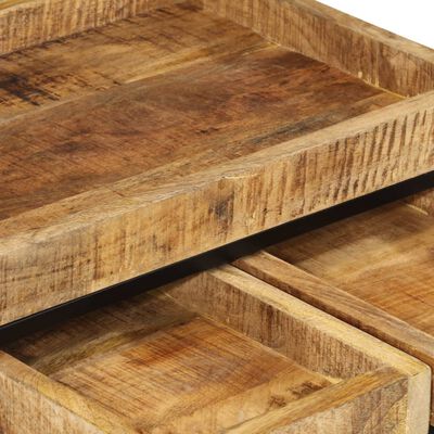 vidaXL Nesting Coffee Tables 3 pcs Solid Rough Mango Wood and Iron