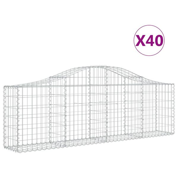 vidaXL Arched Gabion Baskets 40 pcs 200x30x60/80 cm Galvanised Iron