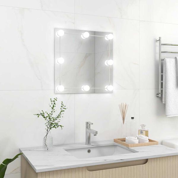 vidaXL Wall Mirror with LED Lights Square Glass