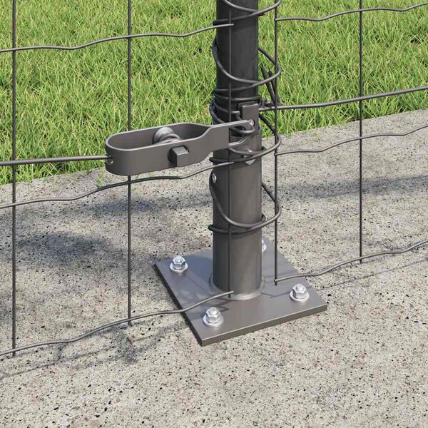 vidaXL Fence with Post Grey 1 x 25 m Steel and PVC