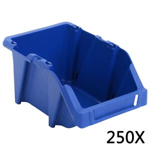 vidaXL 250 pcs Stackable Storage Bins 103x165x76 mm Blue