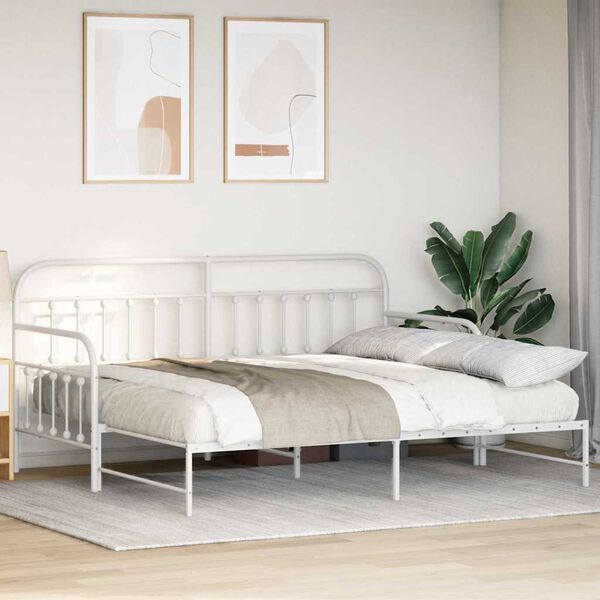 vidaXL Daybed Frame White 90 x 200 cm Powder-Coated Steel