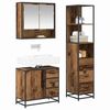 vidaXL Bathroom Furniture Set with Door 3 pcs Old Wood Engineered Wood